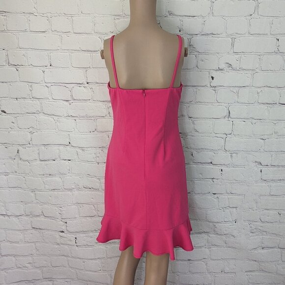 AQUA PINK FLOUNCE HEM SLEEVELESS TEXTURED MINI DRESS L - Picture 4 of 6